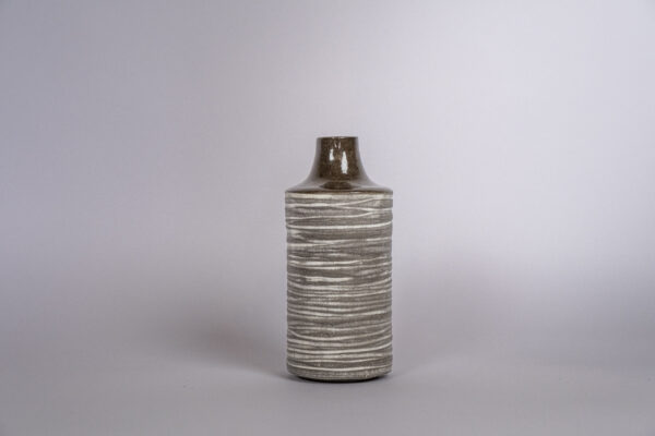 Vase / Flasche weiss gerillt klein
